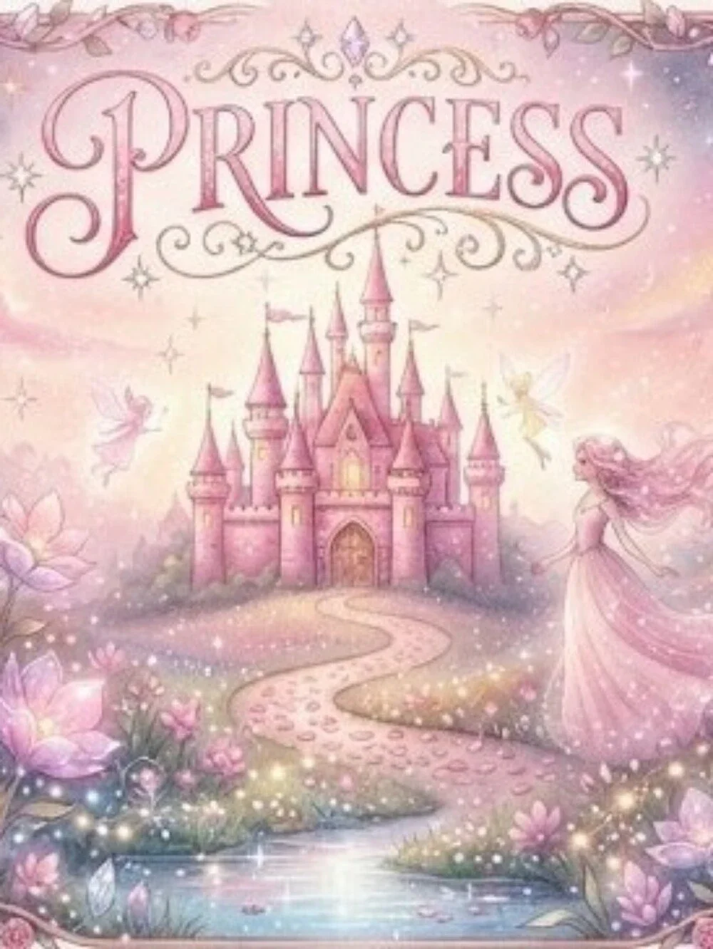 8.5x11 Cardstock  Print Princess Pink Castle Wall Art Print